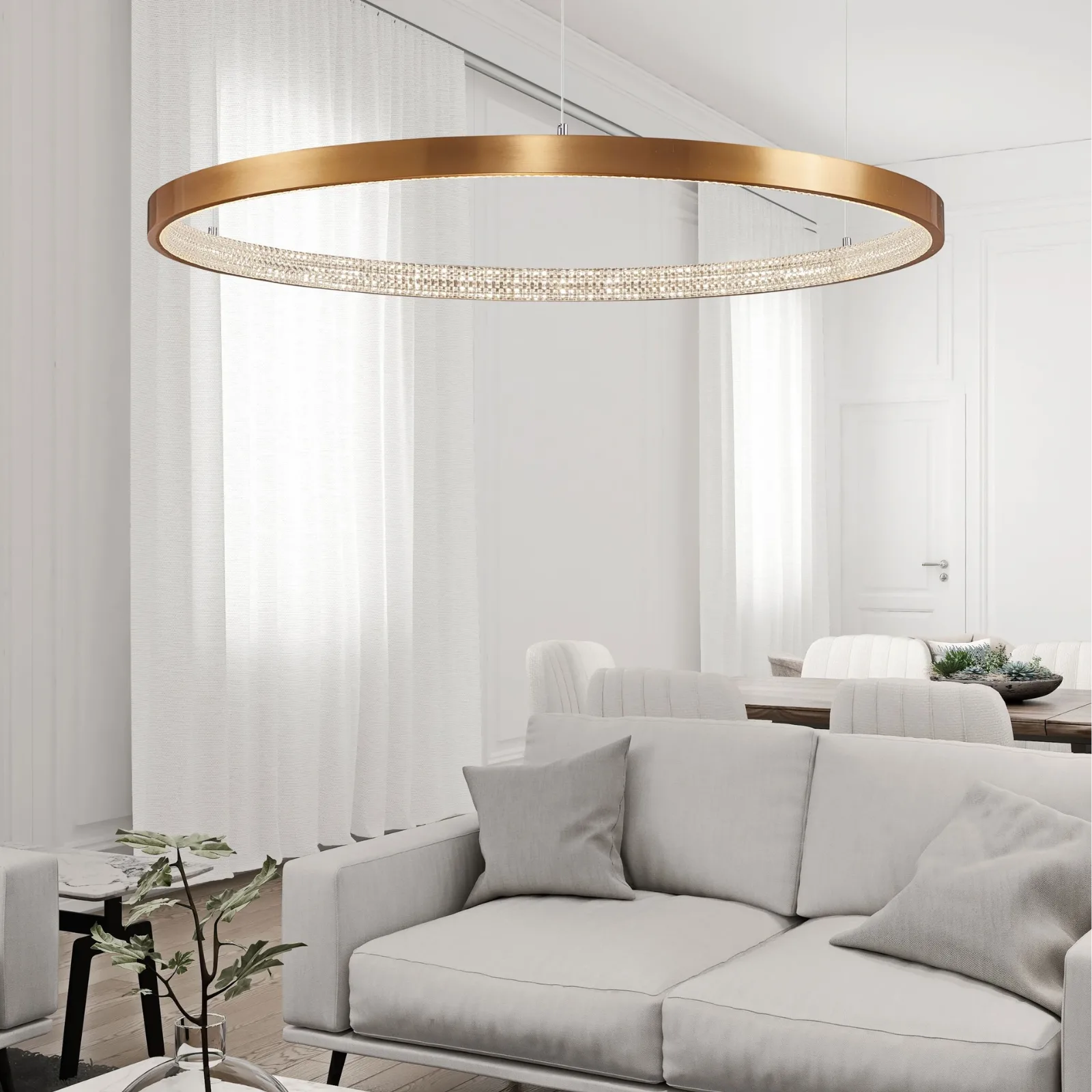 LED lustr Preston 80 zlatý
