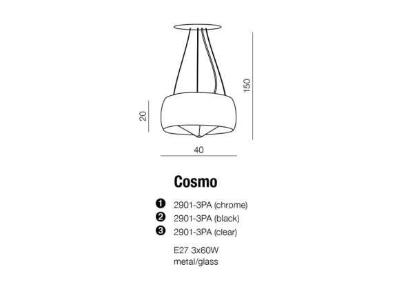 Lustre a závesné svietidlá -  Azzardo Designový lustr Cosmo chrom
